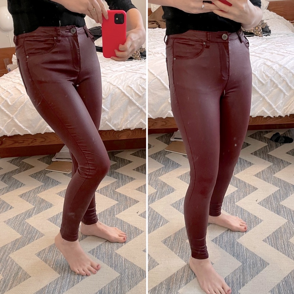 3 for 15$🌸  Shiny outside / Fleece inside - Dark Red Jeans